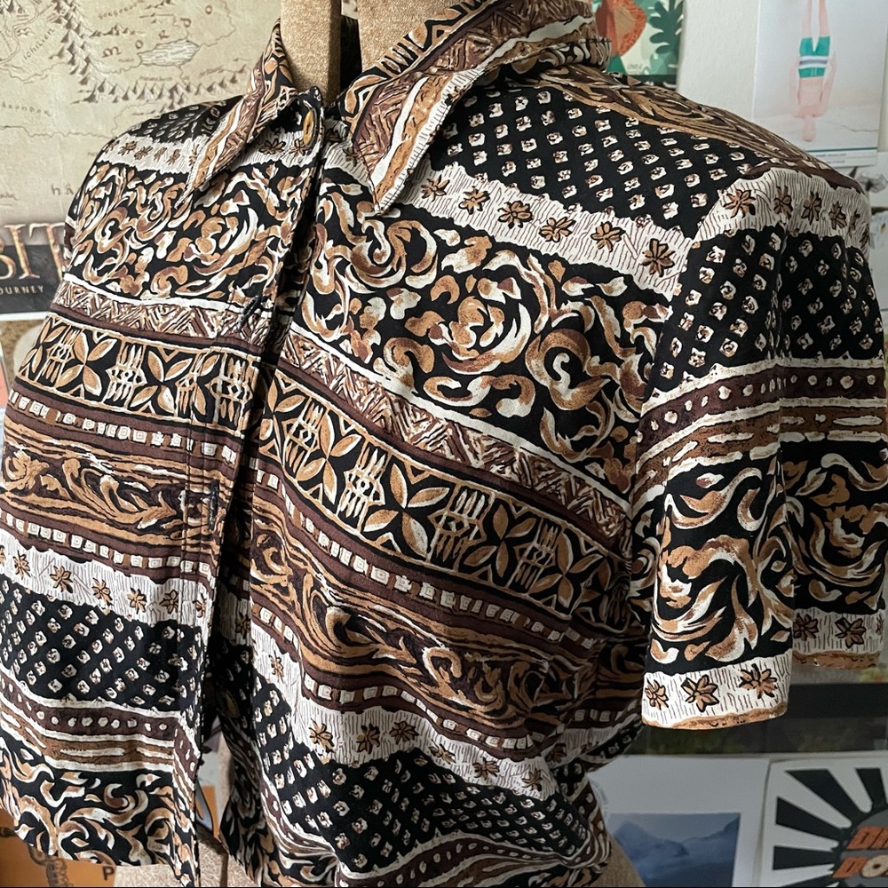 80s Khalahari Print Rustic Button Up! Lots Of Word - image 2